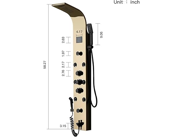 BWE Shower Panel Tower 304 Stainless Steel with 6 Body Jets