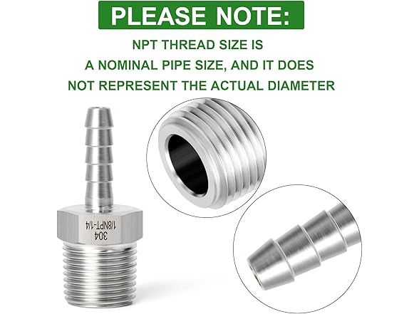 1/4 Barb x1/8 MNPT Adapter 5Pcs+Clamp