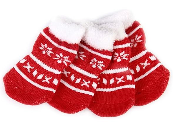 TEHAUX Christmas Dog Socks Non-Slip Warm Cot