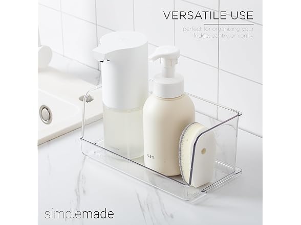 SIMPLEMADE Clear Refrigerator Organizer Bins Pack of 3