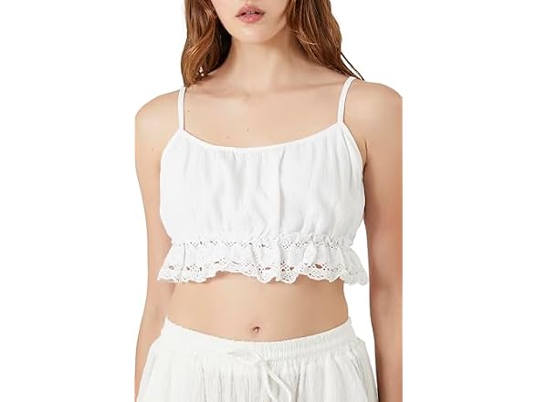 Forever 21 (M) Lace Flounce Cropped Cami