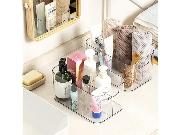 5-Compartment Clear Plastic Bin