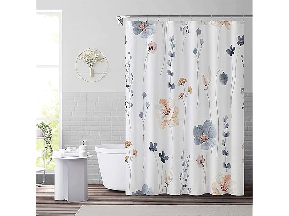 Floral Shower Curtain Set Blue 72x72