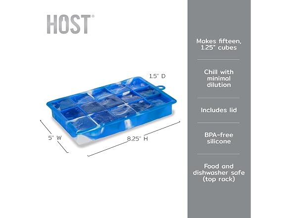 Host Ice Cube Tray with Lid Blue Marble