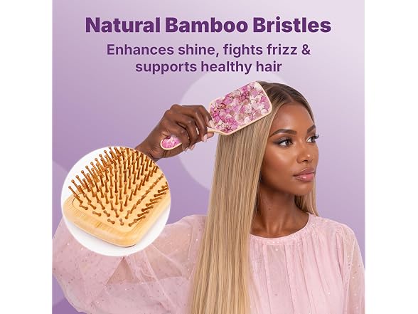 Goody Paddle Brush Pink Floral Bamboo Bristles