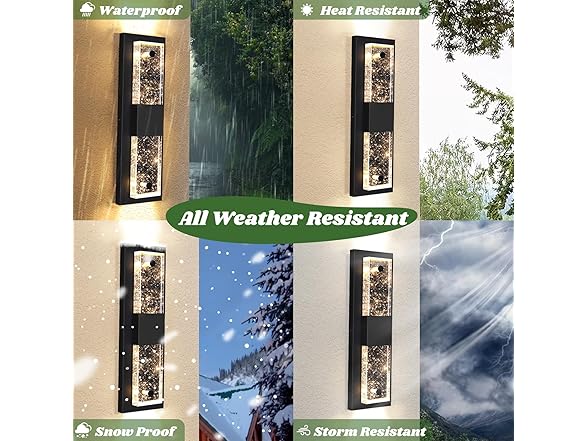 BesLowe 16" Outdoor Lights w/ Crystal Bubble Glass, 2 Pk