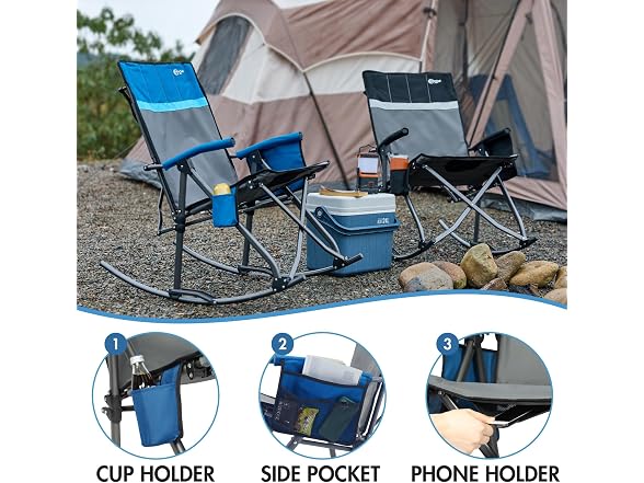 Portal Grey/Blue Rocking Camping Chair