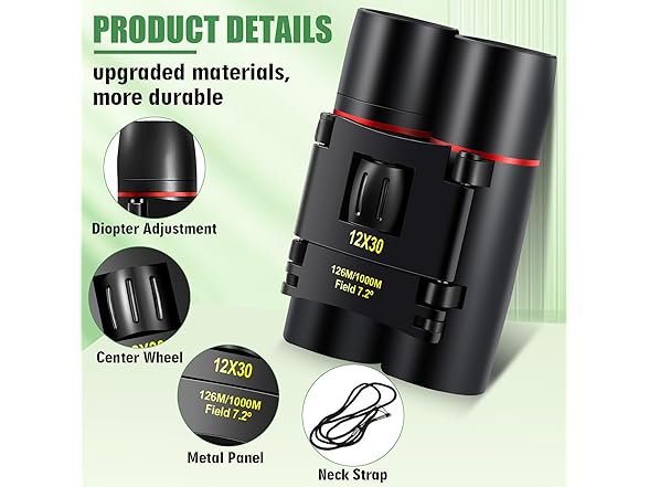 POLDR 12X30 Compact Binoculars