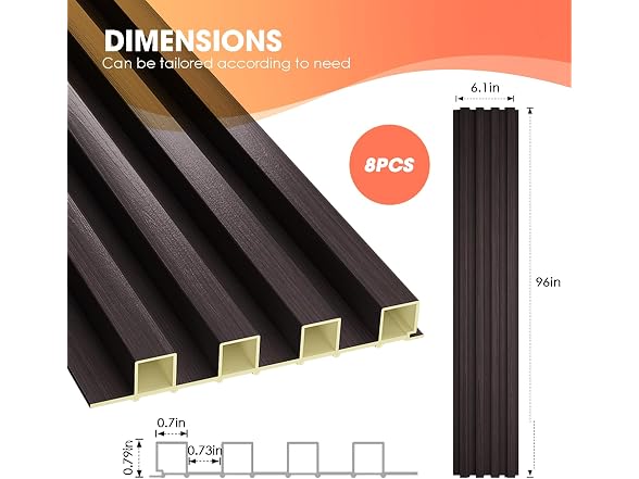 WPC Acoustic Slat Wall Paneling, 8-Pack