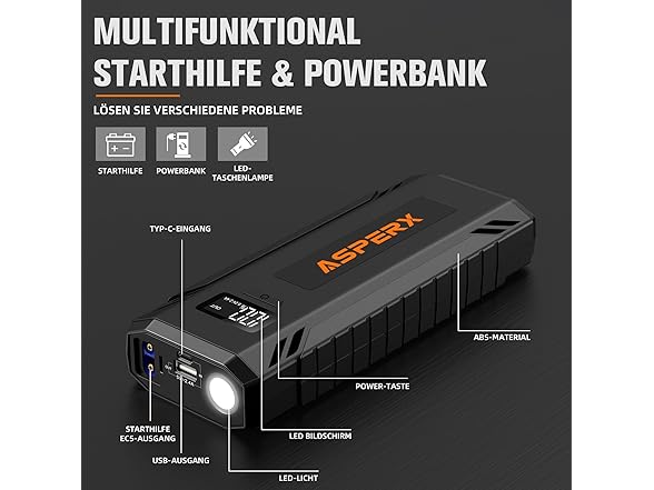 ASPERX Car Jump Starter, 4000A
