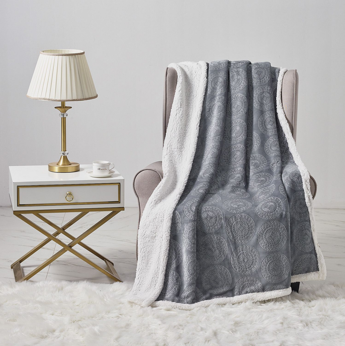 Caesar Embossed Sherpa Throw - Gallery 9