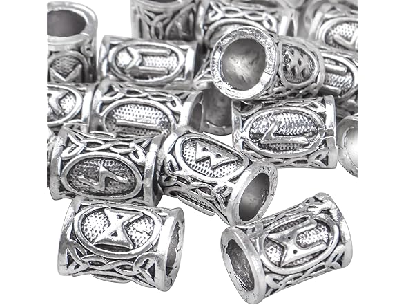 BronaGrand 24pcs Mixed Vikings Runes Beads Hair 