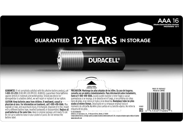 Duracell Coppertop AAA Batteries, 16
