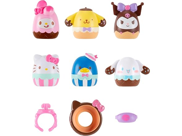 Squish-a-longs Hello Kitty Ice Cream Mini-Squish + Accessory 6-Pack