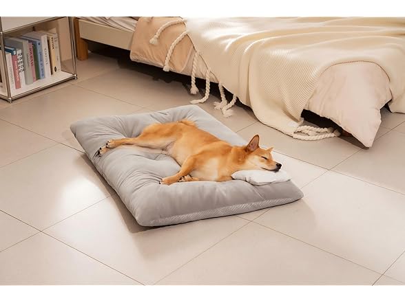 FUNNY FUZZY W2043 2 in 1 Dog Bed Crate Pad Light Grey XL