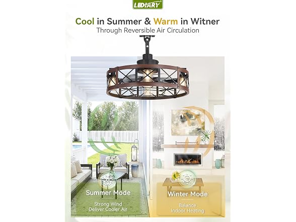 LEDIARY Walnut 22" Outdoor Ceiling Fan with Lights