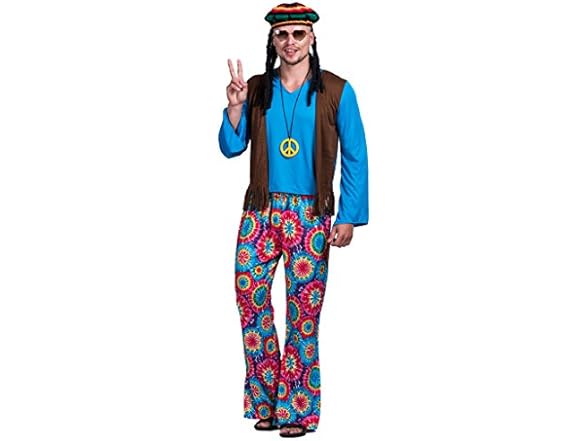 Men's Hippie Love Peace Costume, XL