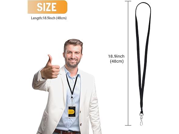 PEAKEEN Black Lanyards, 100 Pack