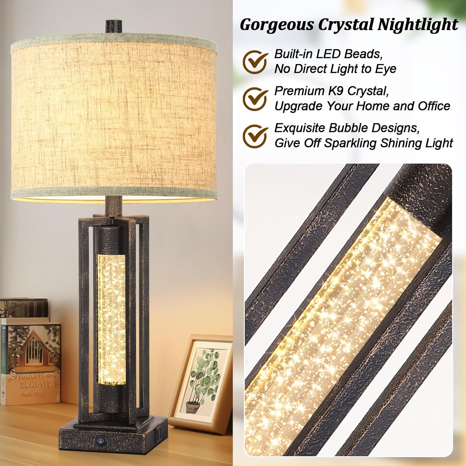 TOBUSA 26’’ Farmhouse Table Lamp for Living Room - Gallery 13