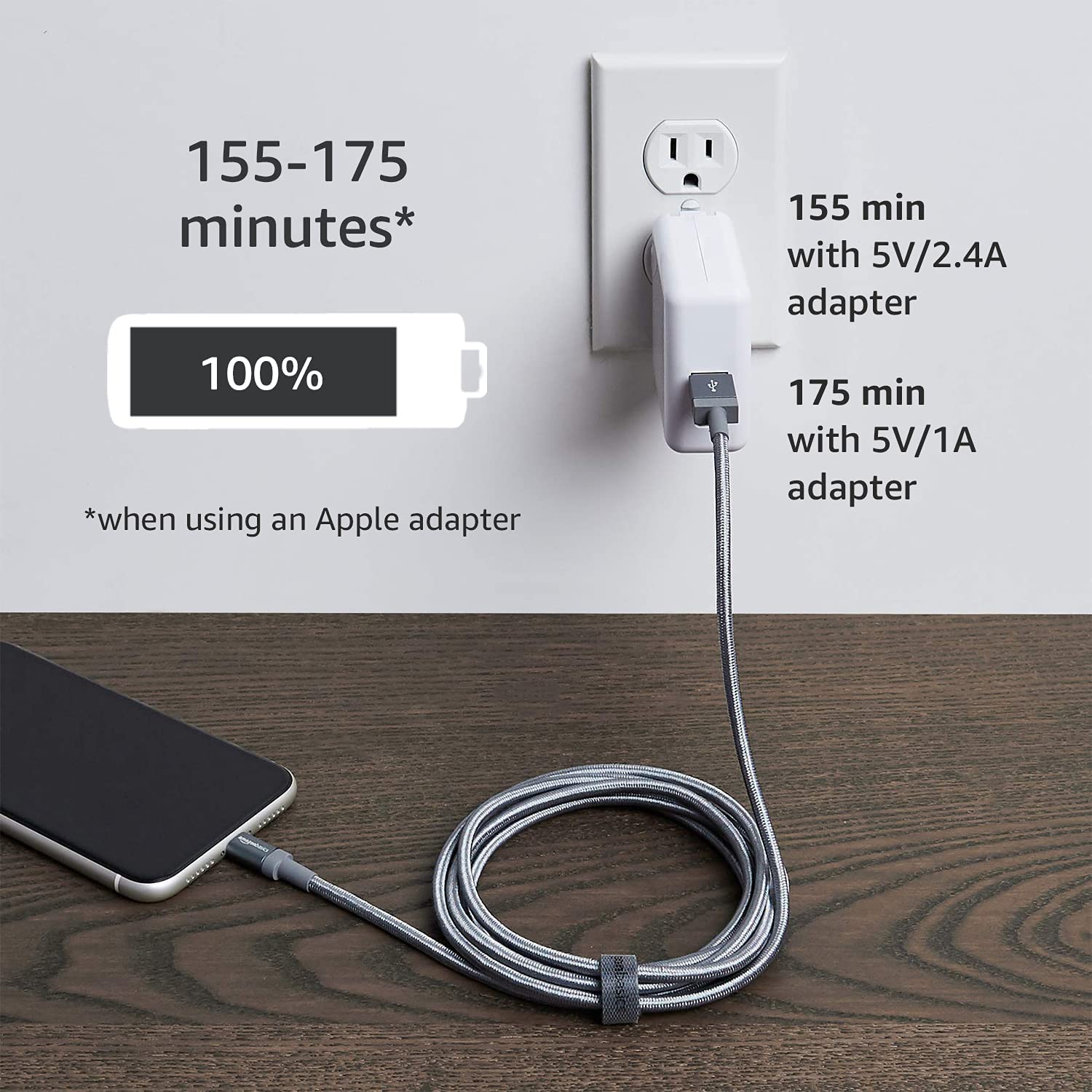 AmazonBasics 6FT Nylon USB-A to Lightning Charging Cable - Gallery 15