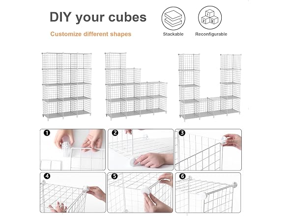 12-Cube Storage Organizer Metal Wire