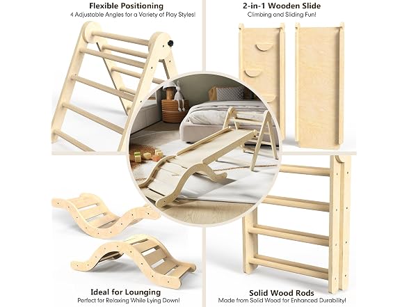 doowroodni 7-in-1 Pikler Triangle Climb