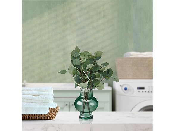 Elements Artificial Eucalyptus Plant in Glass Vase