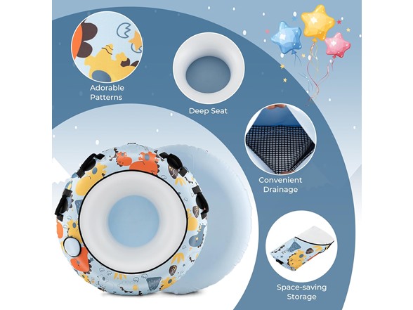 Goplus Snow Tube, 52" Inflatable Snow Sled