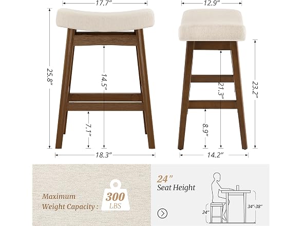 Cozyman Bar Stools Set of 4 Linen Color
