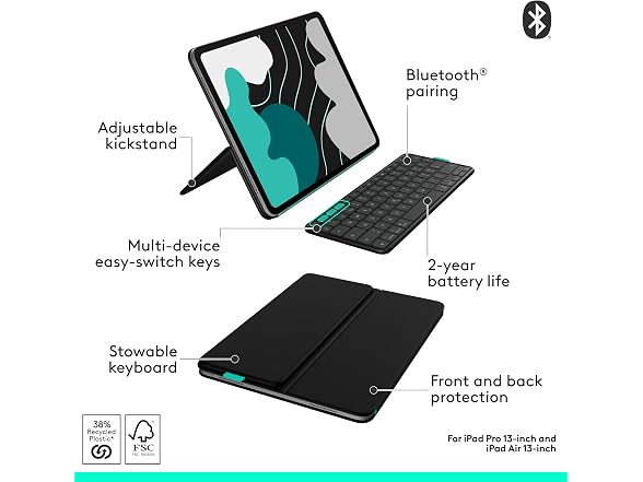 Logitech Flip Folio, Keyboard Case for iPad Pro