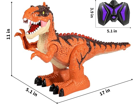 TEMI RC Dinosaur Toy w/ Flame Spray & Sound