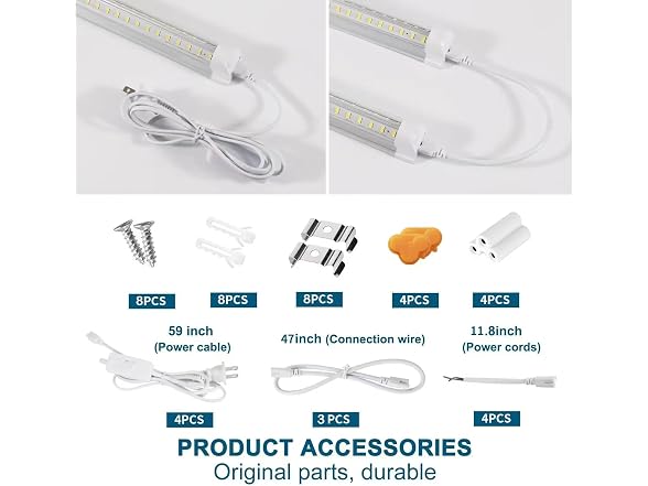 AQIQUUT Led Shop Light Clear White 4Pk
