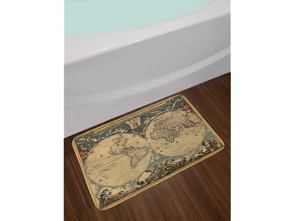 Ambesonne Vintage Bath Mat, Dated Old Map