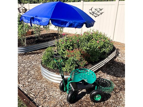 Sunnydaze Rolling Garden Cart, Green