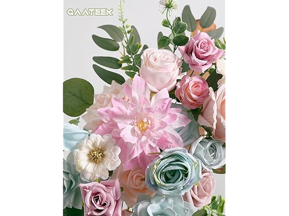 Blue Pink Artificial Rose Flowers w/ Stems