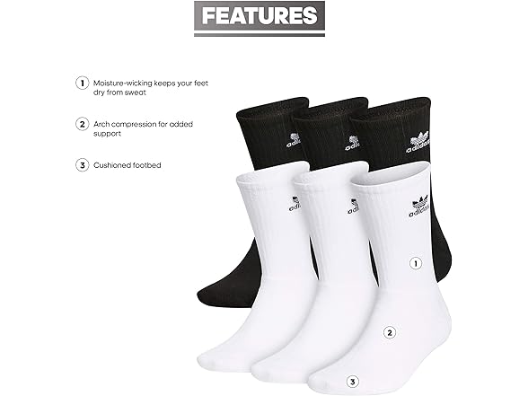 Adidas 6 Pair Trefoil Original Crew Sock