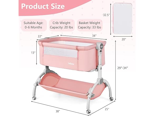 INFANS 3 in 1 Baby Bassinet