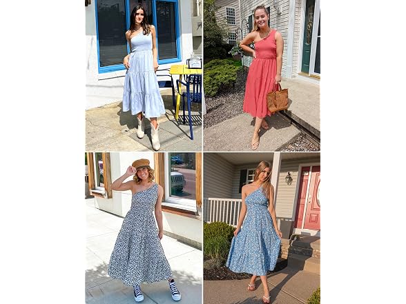 Zesica Women (S) Summer One Shoulder Midi Dresses