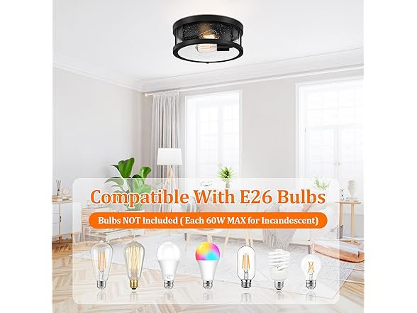 Brightever Black Flush Mount Ceiling Light Fixture