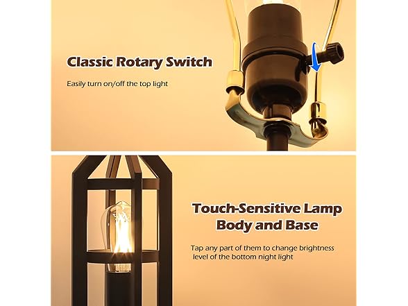 BesLowe Dimmable Table Lamps w/USB Ports