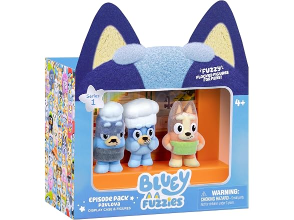 Bluey Fuzzies: Pavlova, 3 Flocked Mini-Figures