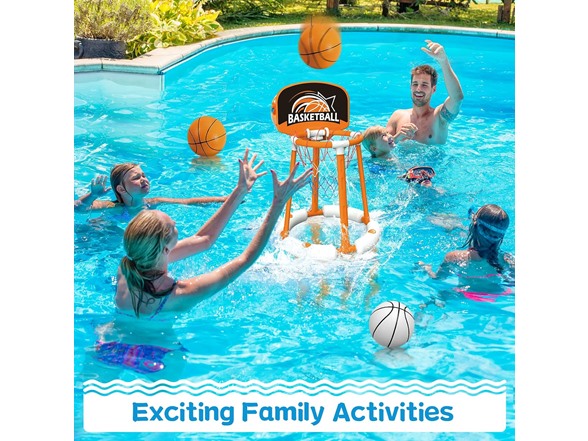 Pool Basketball Hoop w/ Backboard 4 Balls