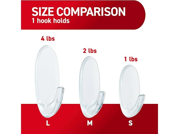 Command Clear Medium Hooks, 2-Hooks/Pack, 6-Packs