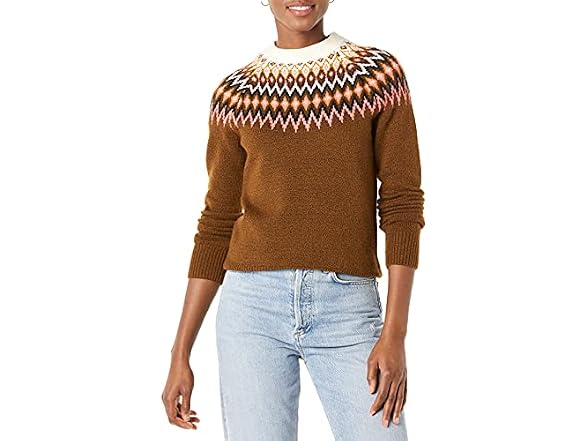 Dark Chestnut Brown Heather/Coral Pink/Beige Fairisle