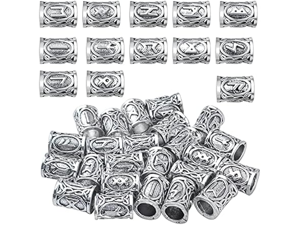 BronaGrand 24pcs Mixed Vikings Runes Beads Hair 