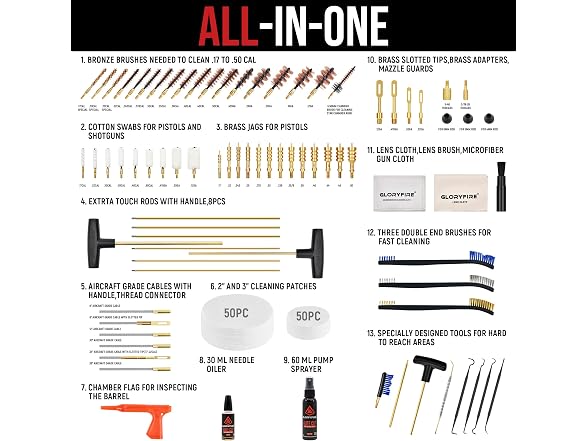 GLORYFIRE 82-Pc Gun Cleaning Kit