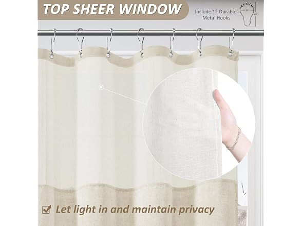 BOODII Linen Shower Curt with Liner Set