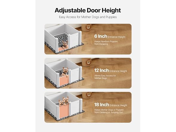 VEVOR Dogs Whelping Box, 38.6" x 38.6" x 18.1"