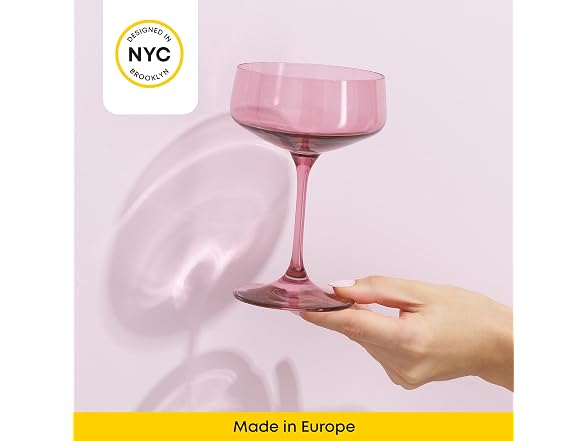 JoyJolt Sidney Cocktail Coupe Glasses Set of 4