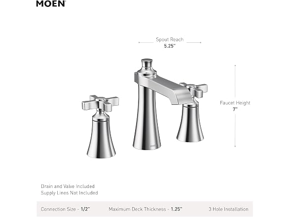 Moen Flara Chrome Two-Handle Adjustable Cross Handle Faucet